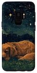Coque pour Galaxy S9 Golden Retriever Chien Observation des étoiles Ciel nocturne