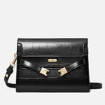 Tory Burch Lee Radziwill Croc Embossed Leather Shoulder Bag