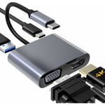 Csparkv - usb c vers vga hdmi Adaptateur, 4 en 1 Type c Hub vers vga hdmi 4K uhd avec Port de Charge pd 87W + Port usb 3.0 Compatible avec MacBook