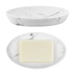 Shinowa Soap Dish, Resin Soap Saver Sponge Dish Tray Mini Storage Tray for Bathroom Sink Bedroom Vanity Table Kitchen Counter-Top Organization, Gravel White