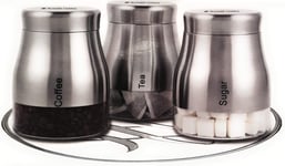 New Russell Hobbs Legacy Tea - Coffee - Sugar Canisters Set 3pc - Silver