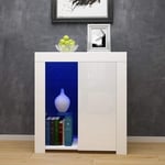 Panana Modern LED Cabinet Cupboard Matt Body and High Gloss Fronts Sideboard Unit with Multicolor LED Light (White)
