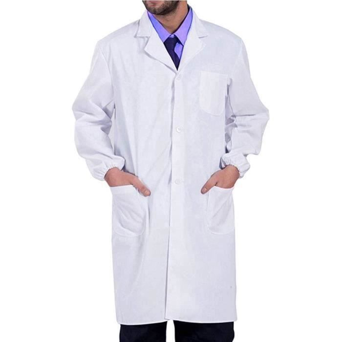 Générique Blouse Blanche Lycée Coton, Blouse Chimie Laboratoire, Femme Homme Manche Longue Blouse De Médecin Médical Avec Poche Et Bouton Pour Chimie étudiant Et Lycée Hospital Industriel, 02-blanc