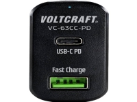 VOLTCRAFT CAS-63 VC-63CC-PD USB-laddare Passagerare Bil Utgångsström max. 3 A 2 x USB, USB-C®-uttag USB Power Delivery (USB-PD)