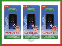 3x Nuage Decongestant Vapour Oil Drops Menthol & Eucalyptol Massage Bath Oi-10ml