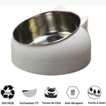 SPLLEADER Dog Cat Pets Water and Food Bowls with Automatic Water Dispenser for Small or Medium Size Dogs Cats,Stainless Steel Pet Bowls,Puppy Water Dispenser Station,White