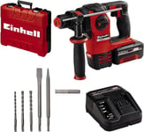 Einhell Power X-Change Cordless SDS Plus Hammer Drill With Battery And Charger - 2.2 Joule, 18V Brushless 4-in-1 Drill, Impact Drill, Screwdriver And Chisel - HEROCCO 18/20 Rotary Hammer Drill Set