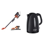 Belaco Corded Upright vacuum cleaner 600W 3 in 1 Stick handheld vacuum cleaner bagless HEPA and Multi cyclonic function portable & Russell Hobbs Textures Plastic Kettle 21271, 1.7 L, 3000 W - Black