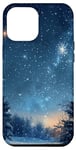 Coque pour iPhone 14 Pro Max Étoiles Minuit Hiver Neige Étoiles Nature Forêt
