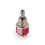 MEC Maxi Toggle Switch, Short Solder Lugs, ON/ON/ON, DPDT - Chrome