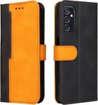 Housse Pour Telephone Samsung Galaxy M52 5g Etui, Pu/Tpu Rétro Retourner Cuir Coque Magnétique Anti Chute Portefeuille Protection Case Cover, Orange
