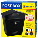 MARKSMAN LARGE POST BOX Mail Classic Letter Holder Steel Lockable Weatherproof Heavy Duty Outdoor Wall Mounted For Home, Flat Or Office + 2 Keys RED, GREY, BLACK UK FREE P&P (Black)