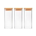 3X390ML Glass Airtight Storage Jar, Kitchen Food Storage Canister Container with Bamboo Lid, Silicone Sealing Ring for Nuts, Cereal, Candy, Cookie, Flour, Pasta, Spices