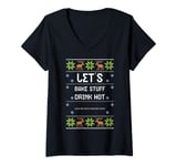 Womens Hot Chocolate: Let's Bake Stuff Drink Hot... Ugly Christmas V-Neck T-Shirt