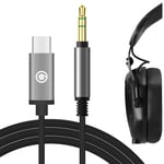 Geekria QuickFit USB-C Digital to Audio Cable Compatible with V-MÔDA Crossfade 2, M-100, M-80, Crossfade LP, LP2, V-80 Headphones Cable, Type-C Replacement Stereo Cord (Black 5.6FT)