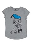 Disney Women's Mickey Classic Tonal Line Donald Organic Rolled Sleeve T-Shirt, Grey (Grey Blend), M