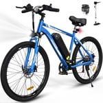 COLORWAY 26" Blue Electric Bike - VAE med avtagbart 36V/15AH batteri - Shimano 7-Speed - MTB City E-Bike