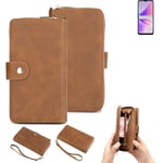 2in1 protection case for Oppo A77 5G wallet brown cover pouch
