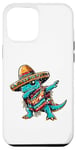 iPhone 14 Plus Colorful Dino Dab Fiesta Funny Dinosaur Sombrero and Poncho Case