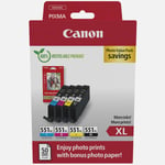 Pack à prix réduit de papiers photo Canon CLI-551XL BK/C/M/Y à haut rendement