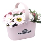 Peaceful Pink Bouquet Petite Basket Soap Flowers  for Love Valentines Birthday