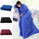 Warm Soft Coral Fleece Cuddle Snuggle Blanket With Sleeves F