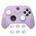 eXtremeRate PlayVital Mauve Purple 3D Studded Edition Anti-slip Silicone Cover Skin for Xbox Series X Controller, Soft Rubber Case Protector for Xbox Series S Controller with 6 White Thumb Grip Caps