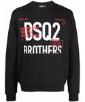 Dsquared2 Mens DSQ2 Brothers Sweatshirt Black Cotton - Size X-Large