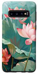 Coque pour Galaxy S10 Style de peinture à l'huile de fleurs de lotus Art Design