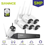 Wifi Kit de vidéosurveillance 5MP nvr 6Caméras Smart ir Vision Nocturne Intempéries Sans fil cctv Sécurité de Système - 1TB hdd - Sannce
