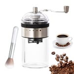 Cdycam Manual Coffee Grinder, Effortless Portable Adjustable Coffee Beans Grinder with Ceramic Burrs Mill, Hand Coffee Mill with Brush for Home, Office and Travel