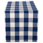 DII Buffalo Check Collection Chemin de table classique en coton Bleu marine et crème 35,6 x 274,3 cm