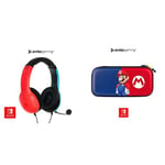 PDP Gaming LVL40 Stereo Headset with Mic for Nintendo Switch - PC, iPad, Mac, Laptop 3.5 mm Jack - neon blue-redPDP Gaming Officially Licensed Switch Slim Deluxe Travel Case
