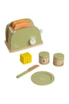 Wooden Toaster Toy Play Kitchen Accessories 11 Pcs Green