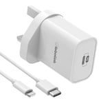GlobaLink iPhone Fast Charger, 30W USB C Wall Charger With 2M USB C to Lightning Cable PD 3.0 iPad Charger Compatible with iPad Pro/Air/Mini iPhone 11/11 Pro Max/ 12/12 Pro/13 Pro Max/13 Pro/13 mini