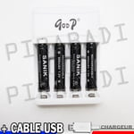 4 PILES ACCUS RECHARGEABLE AAA LR03 R03 1.2V 800mAh + CHARGEUR RAPIDE GP-01T Réf:32