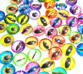 Assorted 12mm x 30pcs Round Glass Dragon/Animal Eye Covered Cabochons for Doll Making and Jewelry Settings