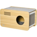 Pawhut - Maison pour chat design poste de radio - niche chat panier chat - 2 coussins + grattoir sisal amovibles - mdf panneaux aspect bois clair