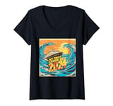 Womens My FIrst Cruise 2024 Vintage Big Wave Magic Cruise Boat Sea V-Neck T-Shirt