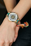 Orange Gold  Boho Mandala Art Bohemian Jute Knitted Strap Bracelet Wrist Watch