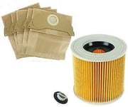 5 X BAGS & FILTER For Karcher A2204, A2234PT, A2534 Vacuum Cleaner hoover Paper