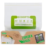 50 xECOOPTS Biodegradable Freezer Bags Sandwich Food Storage Ziplock Bags ASTM D6400 BPA Free -11×10.6 in