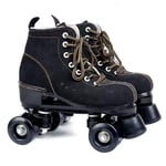 HOODIE Roller Skates for Women And Mens, Classic 4 Wheels Skating Roller PU Leather Double Row Skates for Indoor And Outdoor Unisex, Adult,39