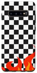 Galaxy S10+ Black and White Checkered Checkerboard Pattern with Flam Case