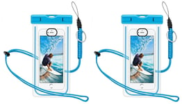 Vanntett mobildeksel for smarttelefon - universal - blå 2-pack