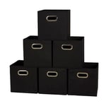 Household Essentials 80-1 Lot de 6 bacs de rangement pliables en tissu avec poignées, noir, polypropylène (PP) fer, 2,7 kg