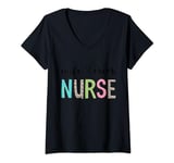 Womens Nurse Wife Mom Leopad Tee Mother's Day Gift For Nurse Mom V-Neck T-Shirt