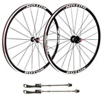 L.BAN Road Bike Wheels, Double Wall Wheelset V Brake Alloy Rim For 7-11 Speed Cassette Flywheel Bicycle Rear Wheel 700c,Black