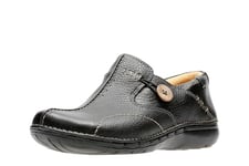 Clarks Unstructured Women's Un.Loop Slip-On Shoe, Black Leather, 7.5 2A - Narrow