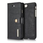 DG.MING iPhone SE 2022 Plånboksfodral med avtagbart skal, Black